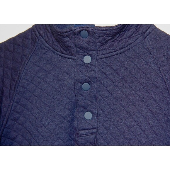 Eddie Bauer Mens Size L Blue Quilted Mock Neck Henley Pullover Sweater Jacket - Picture 2 of 6
